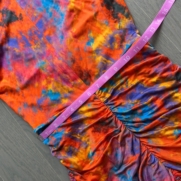 Ronny Kobo Alexander Maxi Dress Ruched Tie Dye Orange Stretch Jersey - SMALL - Picture 8 of 9